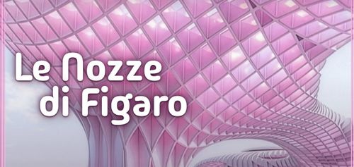 Eine Rosa Architekturform, sher leicht mit dem Text "Le Nozze di Figaro"
