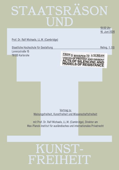 Staatsräson und Kunstfreiheit: Vortrag von Ralf Michaels / HfG Karlsruhe / 1. OG