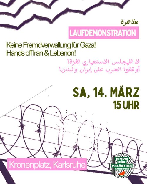 Demo: Keine Fremdverwaltung für Gaza! Hands off Iran & Lebanon!