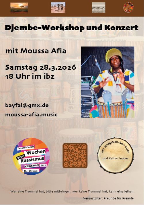 Trommel-Workshop und Konzert mit Moussa Afia