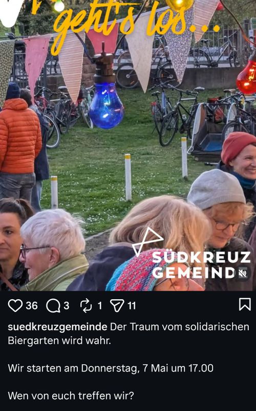 An Instagram Screenshot, with people celebrating a party in a garden